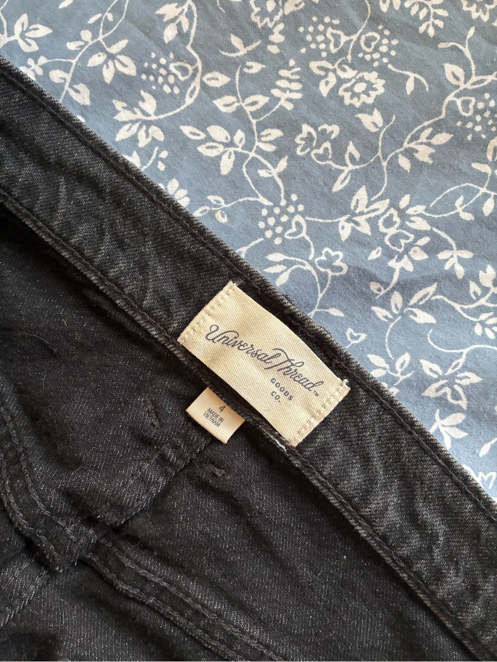 Universal Thread Charcoal Black High-Waist Midi Denim Skirt with Front Slit - Picture 4 of 4
